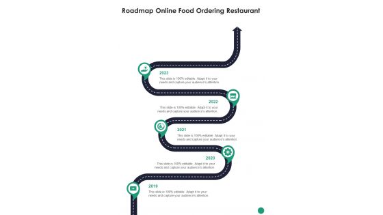 Online Food Ordering Website Project For Restaurants Roadmap Online Food One Pager Sample Example Document