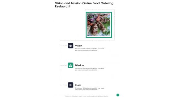 Online Food Ordering Website Project For Restaurants Vision And Mission Online Food One Pager Sample Example Document