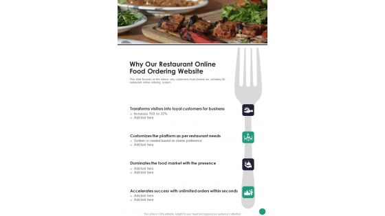 Online Food Ordering Website Project For Restaurants Why Our Restaurant Online Food One Pager Sample Example Document Online Food Ordering Website Project For Restaurants Why Our Restaurant Online Food One Pager Sample Example Document