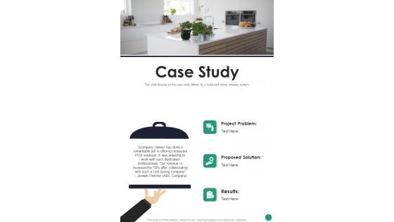 Online Food Ordering Website Project Proposal For Restaurants Case Study One Pager Sample Example Document