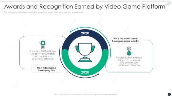 Online Gaming Funding Pitch Deck Awards And Recognition Earned By Video Game Platform Icons PDF