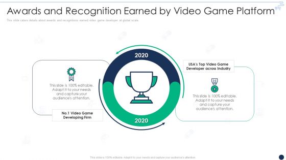 Online Gaming Funding Pitch Deck Awards And Recognition Earned By Video Game Platform Icons PDF