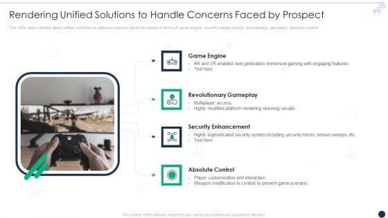 Online Gaming Funding Pitch Deck Rendering Unified Solutions To Handle Concerns Faced By Prospect Download PDF