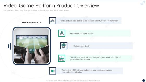 Online Gaming Funding Pitch Deck Video Game Platform Product Overview Summary PDF