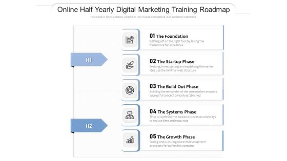 Online Half Yearly Digital Marketing Training Roadmap Diagrams