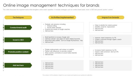 Online Image Management Techniques For Brands Brochure PDF