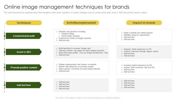 Online Image Management Techniques For Brands Brochure PDF Online Image Management Techniques For Brands Brochure PDF