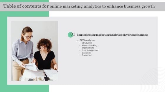 Online Marketing Analytics To Enhance Business Growth Table Of Contents Clipart PDF Online Marketing Analytics To Enhance Business Growth Table Of Contents Clipart PDF