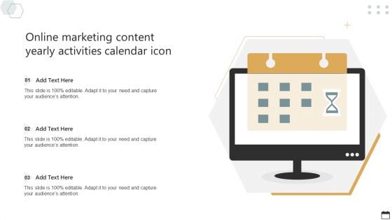 Online Marketing Content Yearly Activities Calendar Icon Infographics PDF