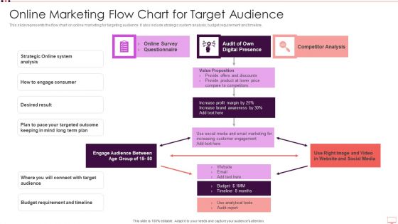 Online Marketing Flow Chart For Target Audience Slides PDF