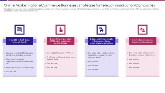 Online Marketing For Ecommerce Businesses Strategies For Telecommunication Companies Sample PDF Online Marketing For Ecommerce Businesses Strategies For Telecommunication Companies Sample PDF