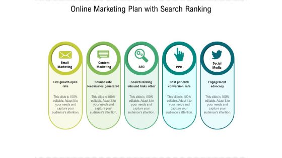 Online Marketing Plan With Search Ranking Ppt PowerPoint Presentation File Grid PDF