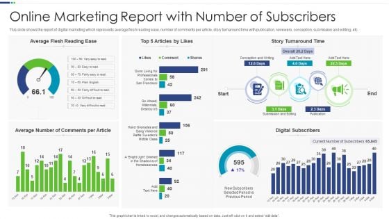 Online Marketing Report With Number Of Subscribers Themes PDF