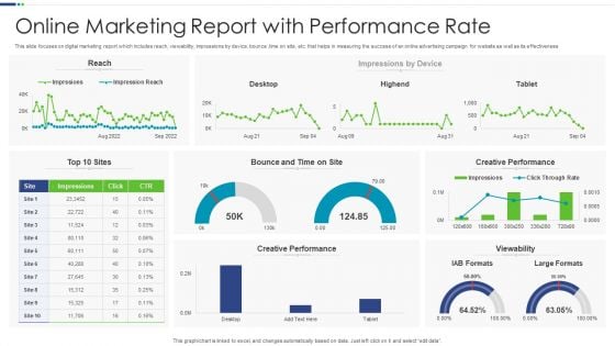 Online Marketing Report With Performance Rate Microsoft PDF