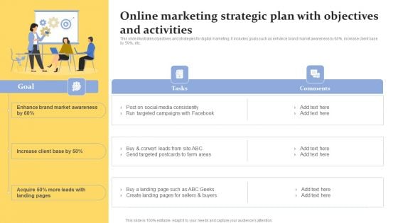 Online Marketing Strategic Plan With Objectives And Activities Slides PDF Online Marketing Strategic Plan With Objectives And Activities Slides PDF