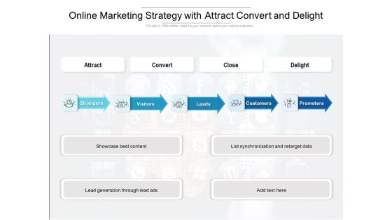 Online Marketing Strategy With Attract Convert And Delight Ppt PowerPoint Presentation Inspiration Templates PDF