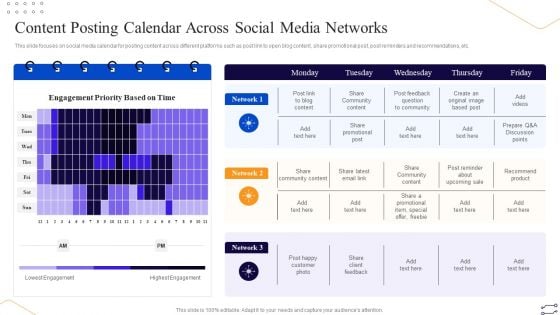 Online Marketing Tactics To Enhance Sales Content Posting Calendar Across Social Media Networks Information PDF