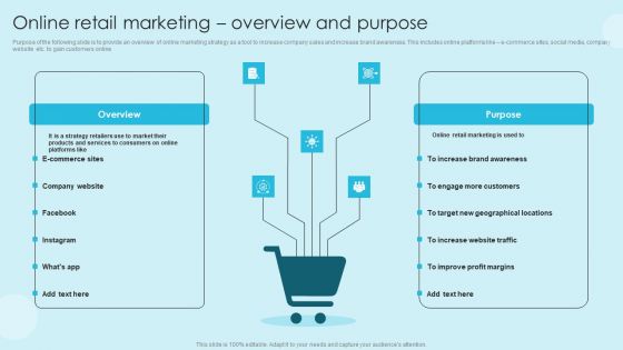 Online Marketing Techniques For Acquiring Clients Online Retail Marketing Overview And Purpose Ideas PDF