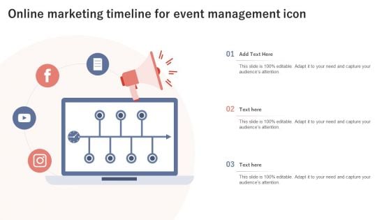 Online Marketing Timeline For Event Management Icon Background PDF