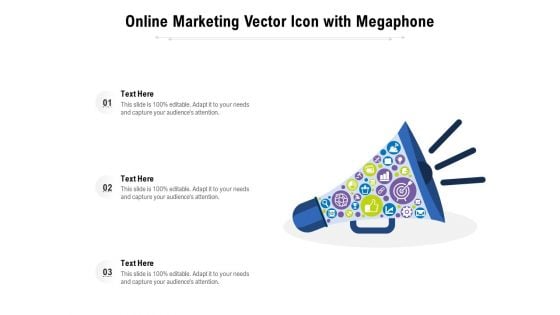 Online Marketing Vector Icon With Megaphone Ppt PowerPoint Presentation Outline Design Inspiration PDF