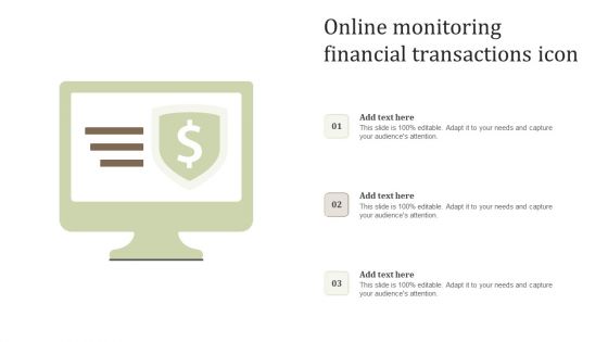 Online Monitoring Financial Transactions Icon Graphics PDF