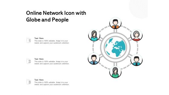 Online Network Icon With Globe And People Ppt PowerPoint Presentation File Vector PDF