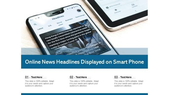 Online News Headlines Displayed On Smart Phone Ppt PowerPoint Presentation Infographics Skills PDF