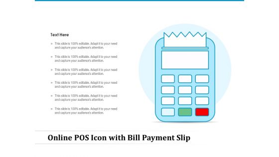 Online POS Icon With Bill Payment Slip Ppt PowerPoint Presentation Icon Diagrams PDF
