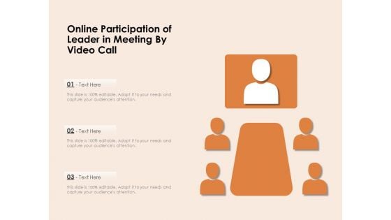 Online Participation Of Leader In Meeting By Video Call Ppt PowerPoint Presentation Outline Smartart PDF