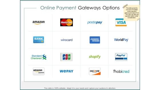 Online Payment Gateways Options Ppt PowerPoint Presentation Inspiration Infographics