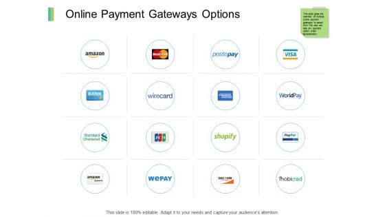 Online Payment Gateways Options Ppt PowerPoint Presentation Show Inspiration