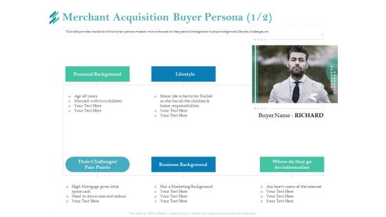 Online Payment Platform Merchant Acquisition Buyer Persona Cash Infographics PDF