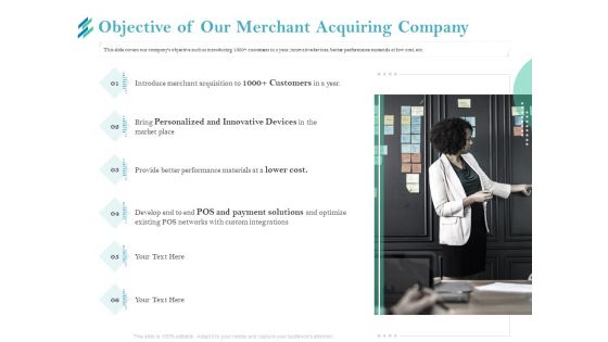 Online Payment Platform Objective Of Our Merchant Acquiring Company Icons PDF