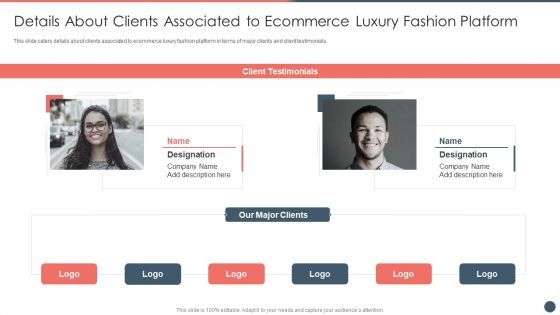 Online Premium Fashion Portal Venture Capitalist Financing Elevator Pitch Deck Details About Clients Sample PDF