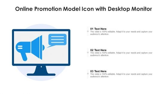 Online Promotion Model Icon With Desktop Monitor Ppt PowerPoint Presentation Styles Portfolio PDF