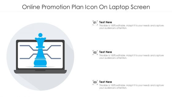 Online Promotion Plan Icon On Laptop Screen Ppt Inspiration Show PDF