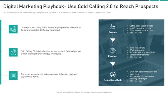 Online Promotion Playbook Digital Marketing Playbook Use Cold Calling 2 0 To Reach Rules PDF