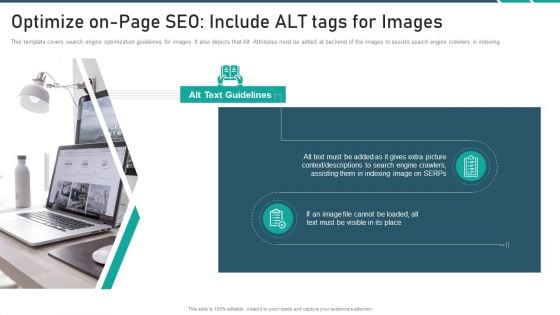 Online Promotion Playbook Optimize On Page SEO Include ALT Tags For Images Mockup PDF