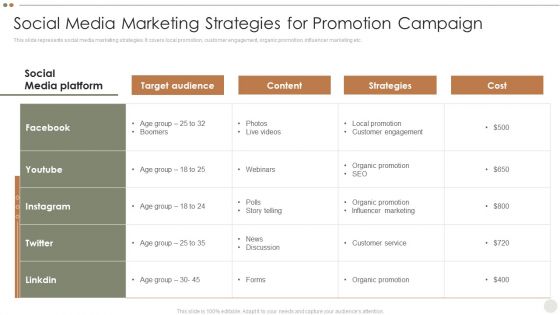 Online Promotional Techniques To Increase Social Media Marketing Strategies For Promotion Campaign Mockup PDF