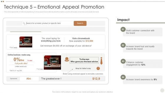 Online Promotional Techniques To Increase Technique 5 Emotional Appeal Promotion Sample PDF Online Promotional Techniques To Increase Technique 5 Emotional Appeal Promotion Sample PDF