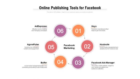 Online Publishing Tools For Facebook Ppt PowerPoint Presentation Slides Ideas PDF