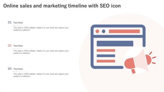 Online Sales And Marketing Timeline With SEO Icon Elements PDF