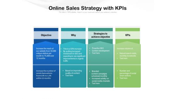 Online Sales Strategy With Kpis Ppt PowerPoint Presentation File Visuals PDF