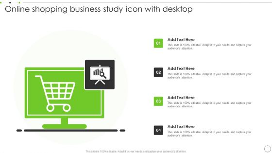 Online Shopping Business Study Icon With Desktop Ppt PowerPoint Presentation Gallery Portrait PDF