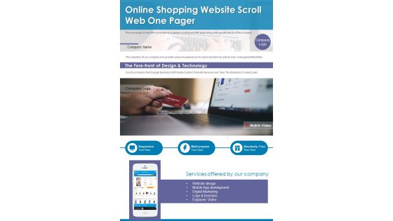 Online Shopping Website Scroll Web One Pager PDF Document PPT Template