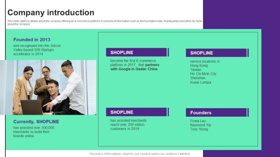 Online Store Investment Pitch Deck Company Introduction Elements PDF