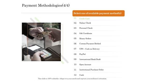 Online Trade Management System Payment Methodologies Payment Ppt Infographics Backgrounds PDF