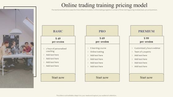 Online Trading Training Pricing Model Mockup PDF