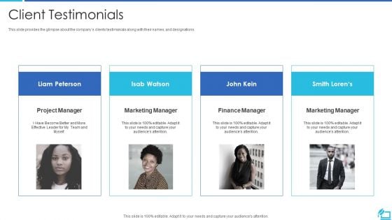 Online Training Investor Fundraising Elevator Client Testimonials Infographics PDF Online Training Investor Fundraising Elevator Client Testimonials Infographics PDF