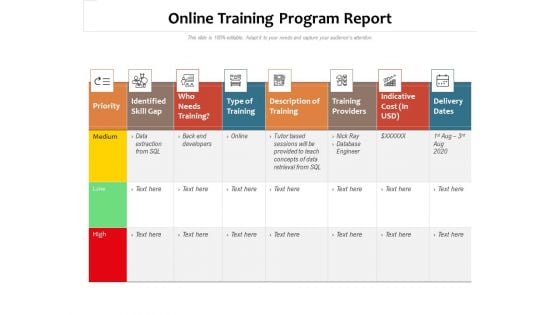 Online Training Program Report Ppt PowerPoint Presentation Icon Inspiration PDF
